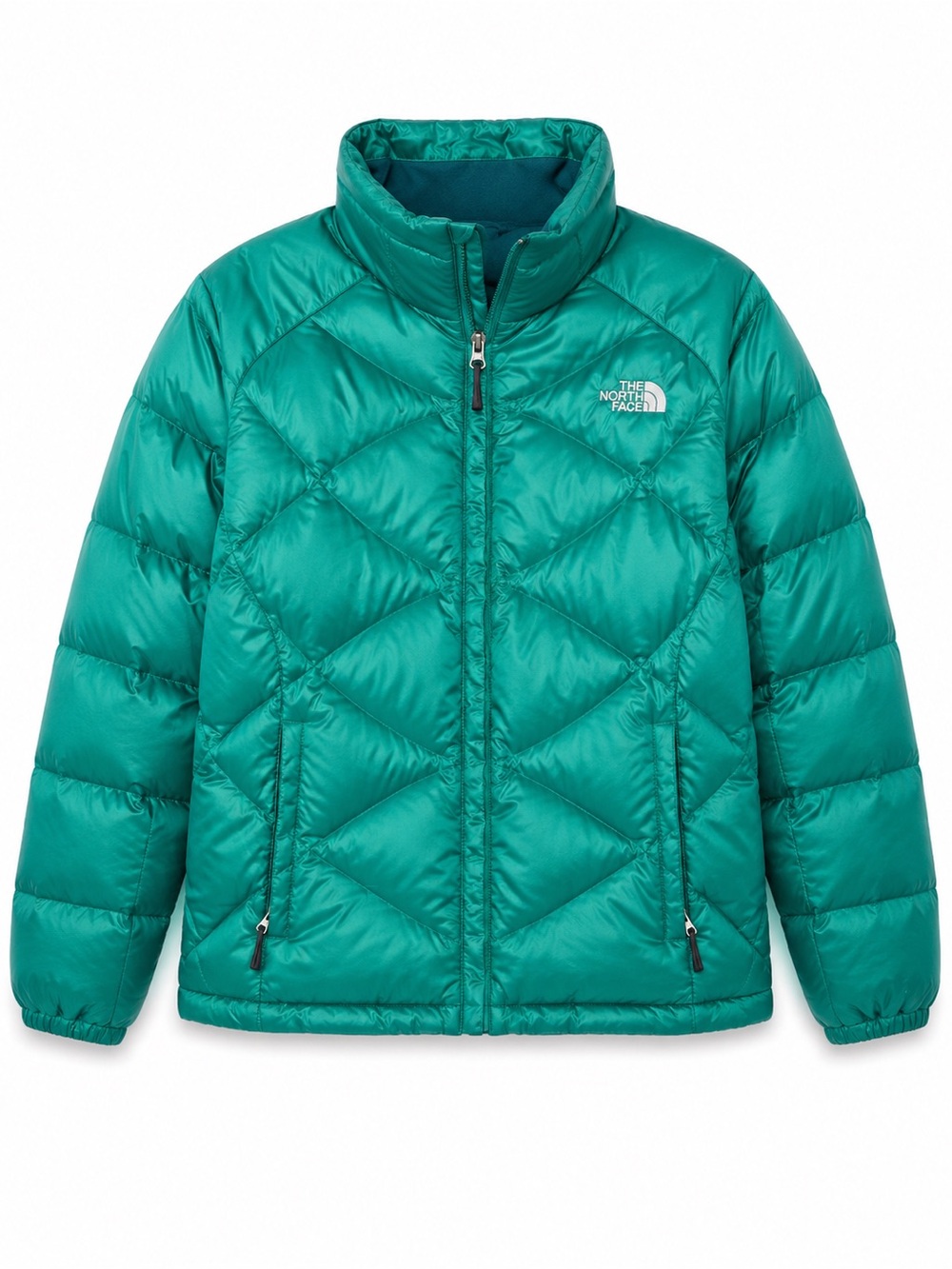 The North Face 550 Down Jacket Womens Large Emerald Green Diamond Quilted Coat